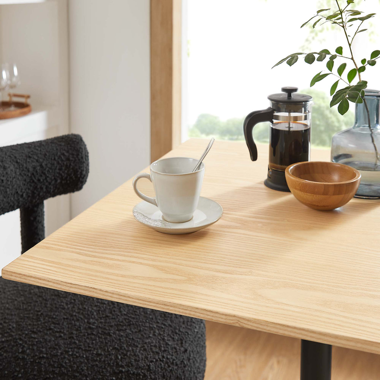 Ensemble Square Bar Table, Black & Natural Wood