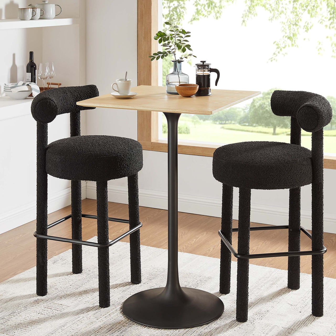 Ensemble Square Bar Table, Black & Natural Wood