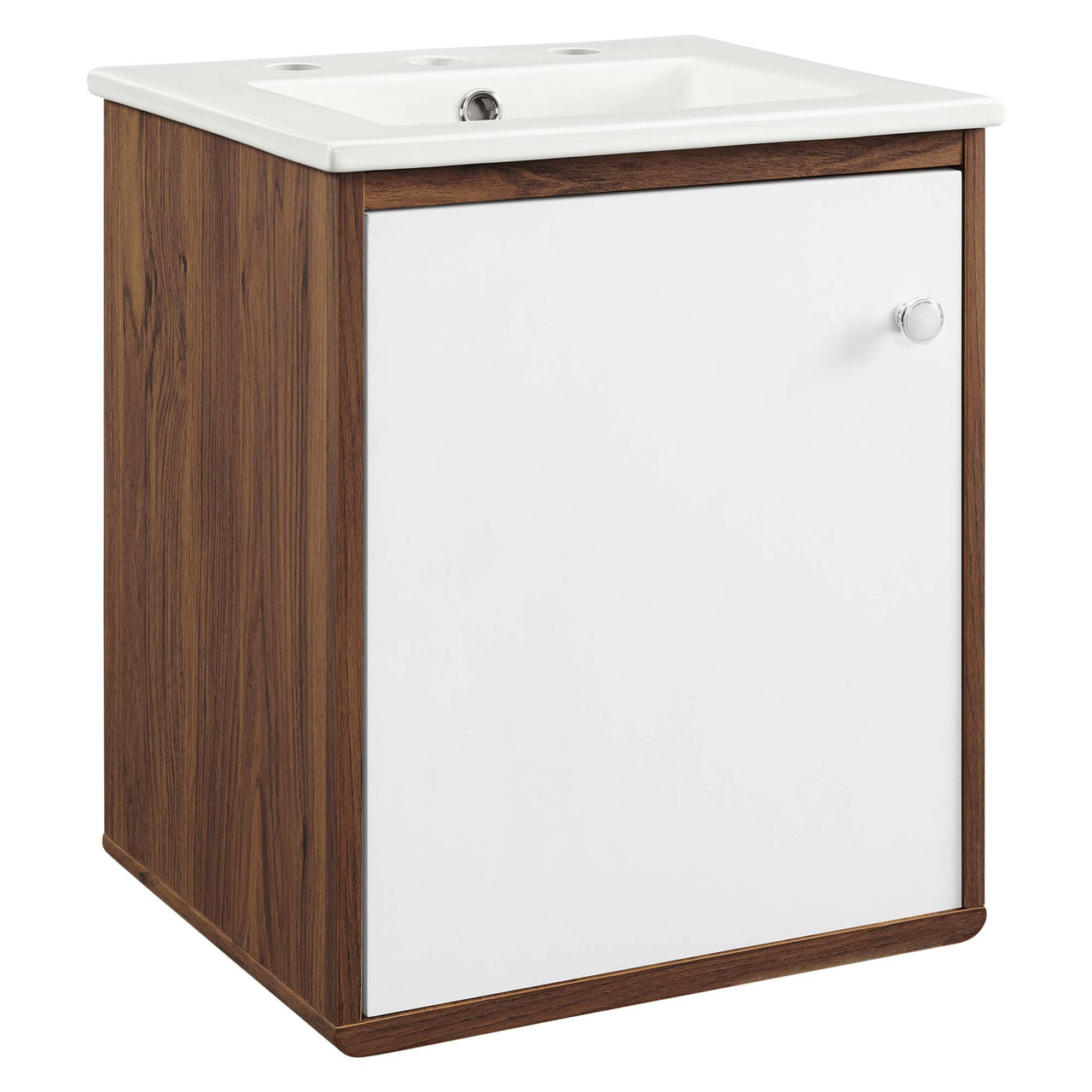 Erisen Floating Vanity Unit, Extra Small, Walnut & White