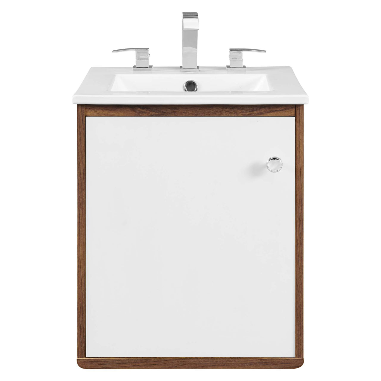 Erisen Floating Vanity Unit, Extra Small, Walnut & White