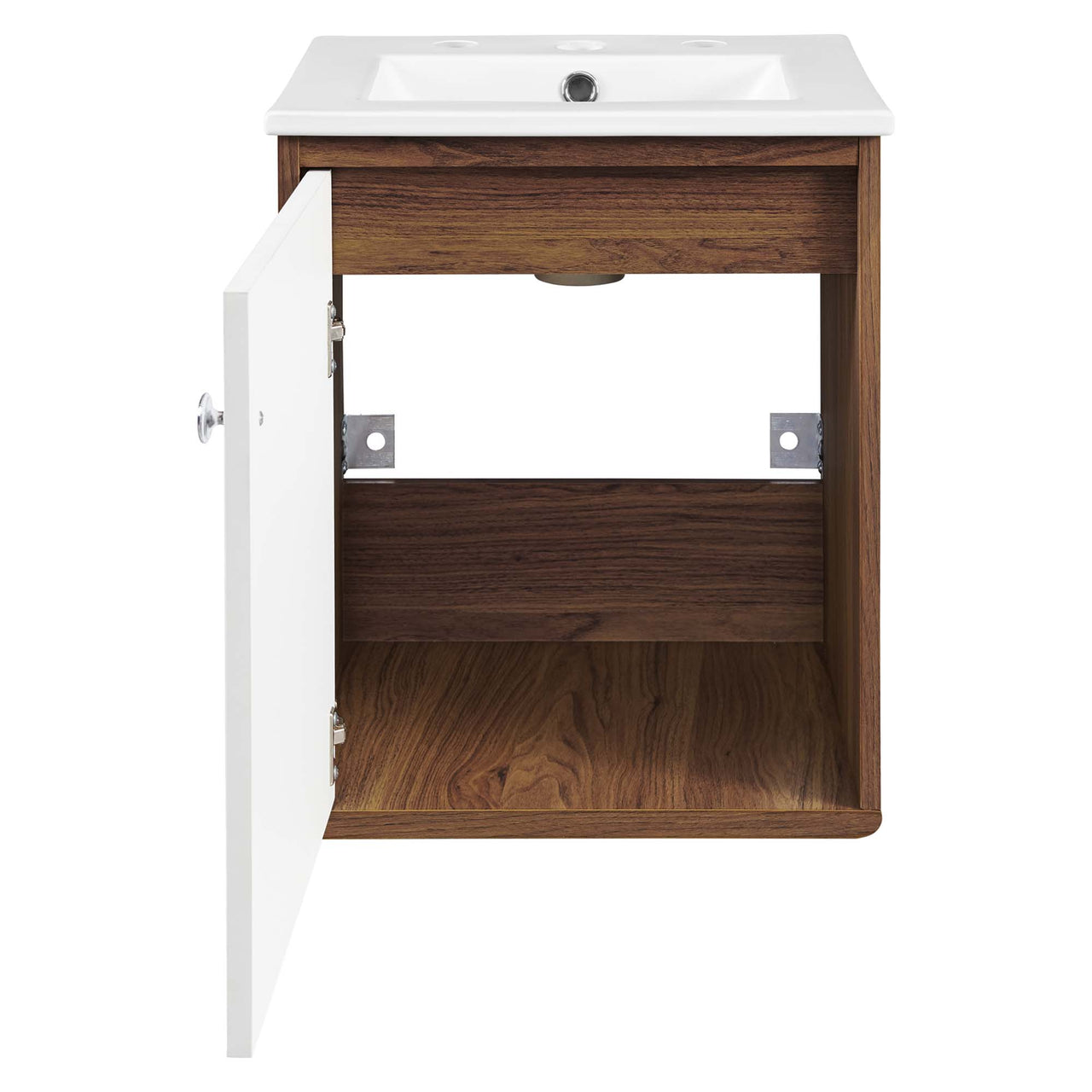 Erisen Floating Vanity Unit, Extra Small, Walnut & White