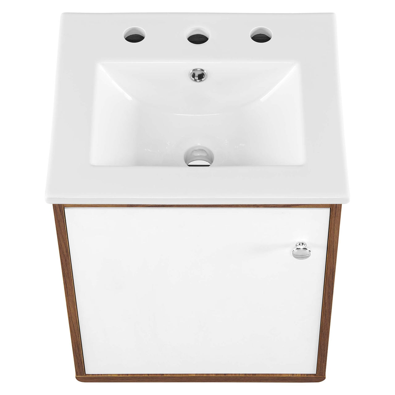 Erisen Floating Vanity Unit, Extra Small, Walnut & White