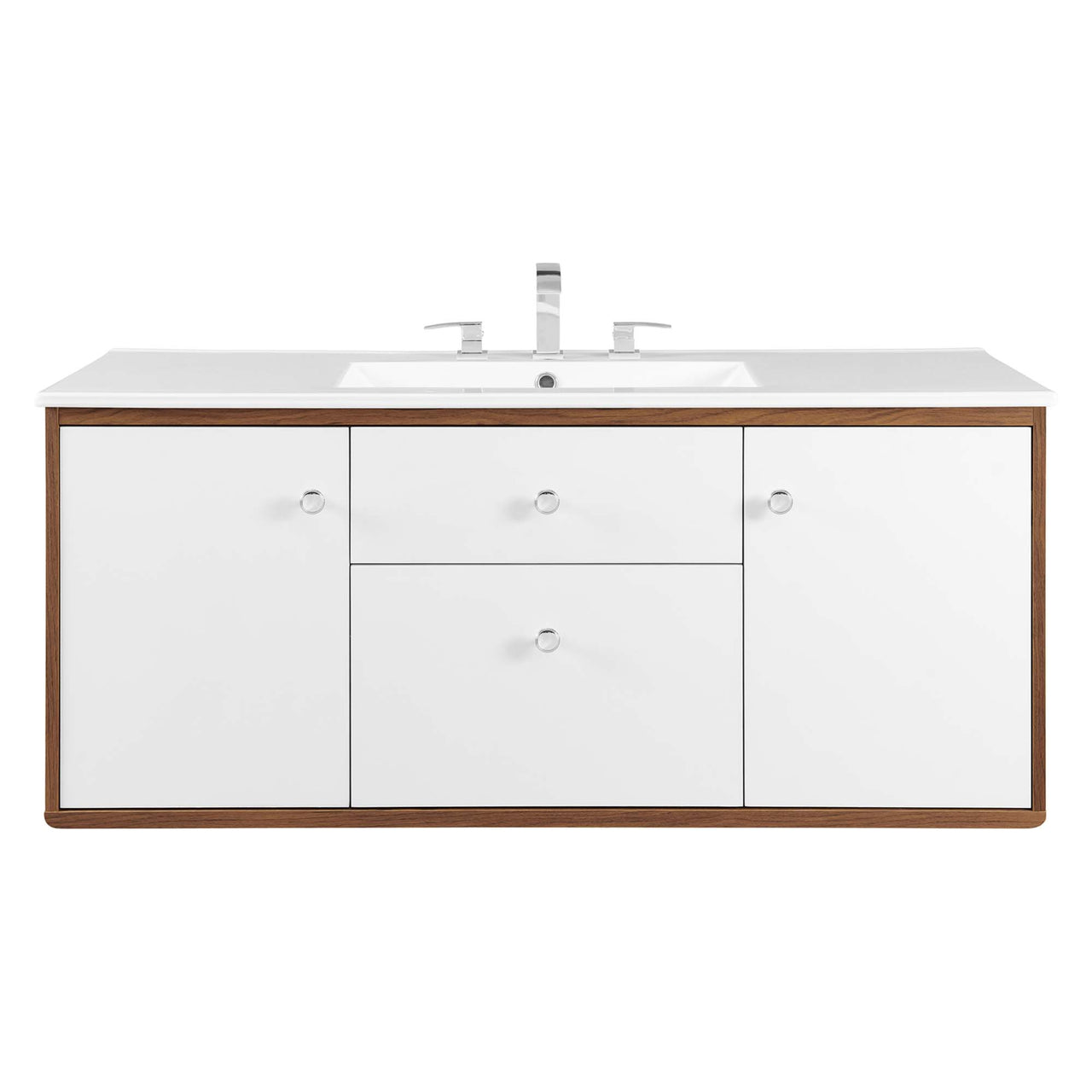 Erisen Floating Vanity Unit, Extra Large, Walnut & White