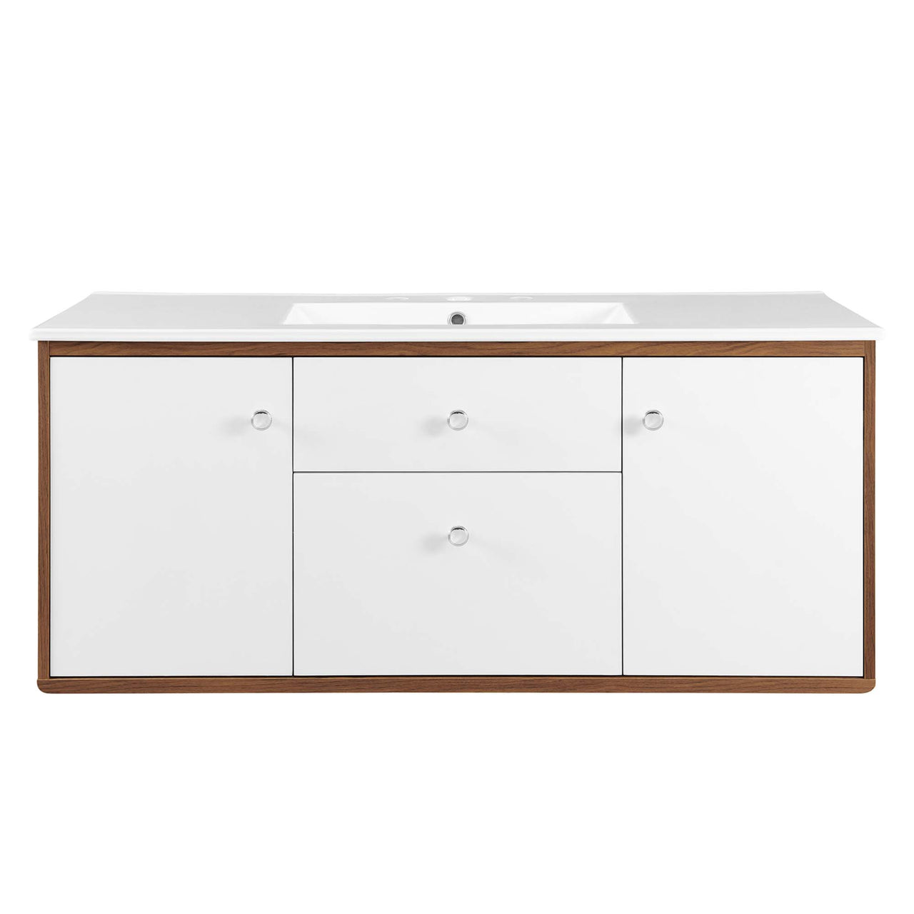 Erisen Floating Vanity Unit, Extra Large, Walnut & White