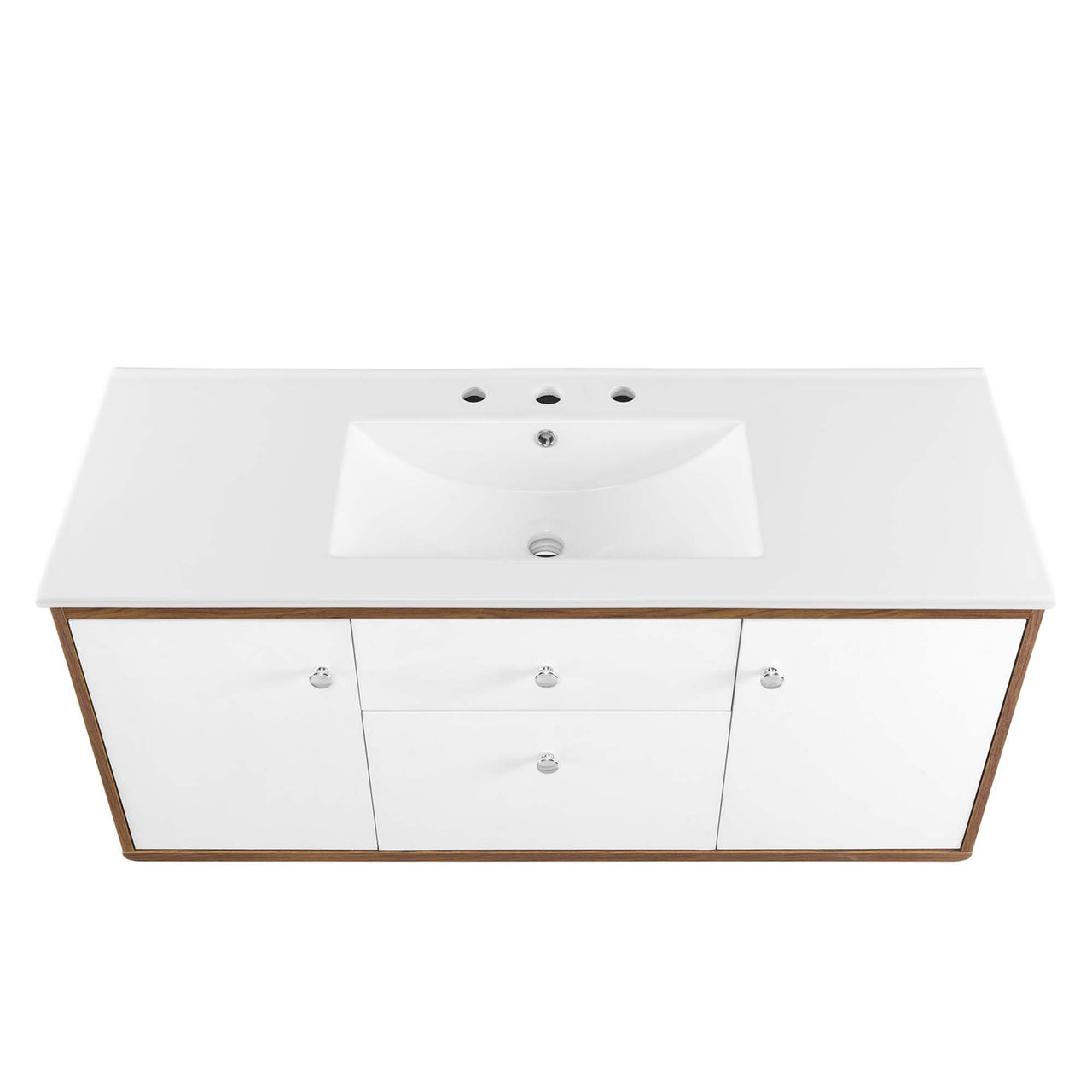 Erisen Floating Vanity Unit, Extra Large, Walnut & White