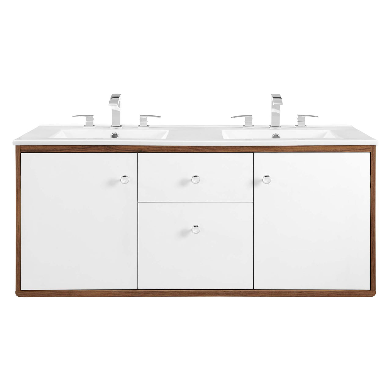 Erisen Floating Vanity Unit, Extra Large, Walnut & White