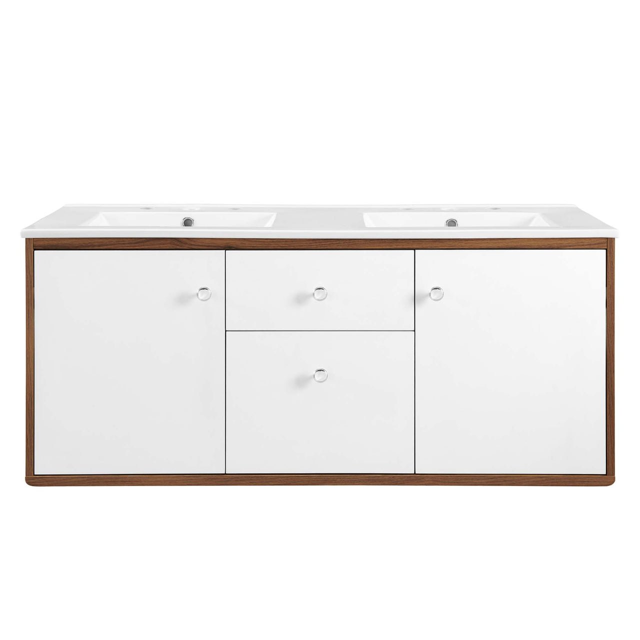 Erisen Floating Vanity Unit, Extra Large, Walnut & White