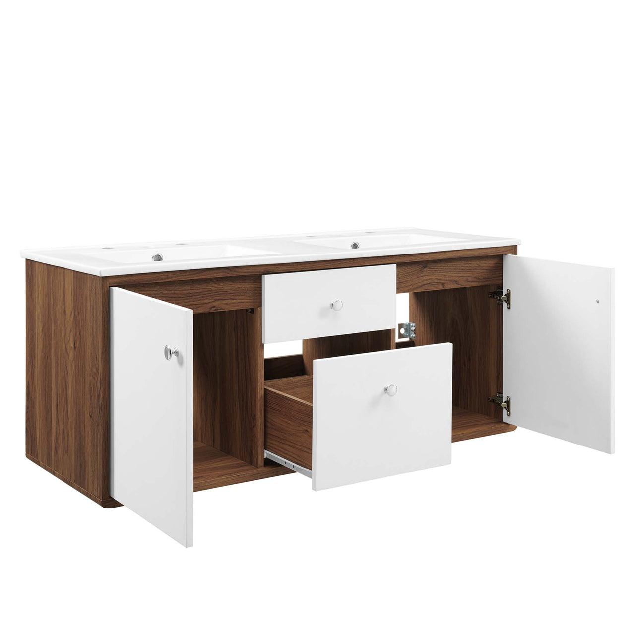 Erisen Floating Vanity Unit, Extra Large, Walnut & White