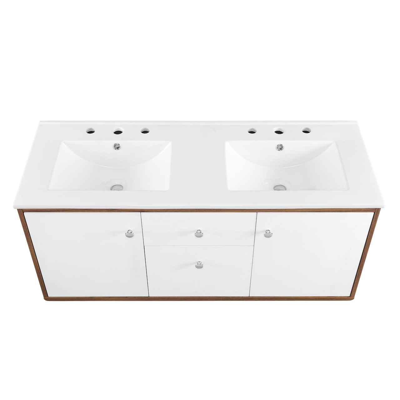 Erisen Floating Vanity Unit, Extra Large, Walnut & White