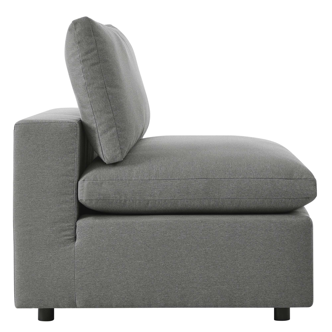 Angelic Alfresco Armless Chair | Outdoor Modular Sectional Component, Charcoal
