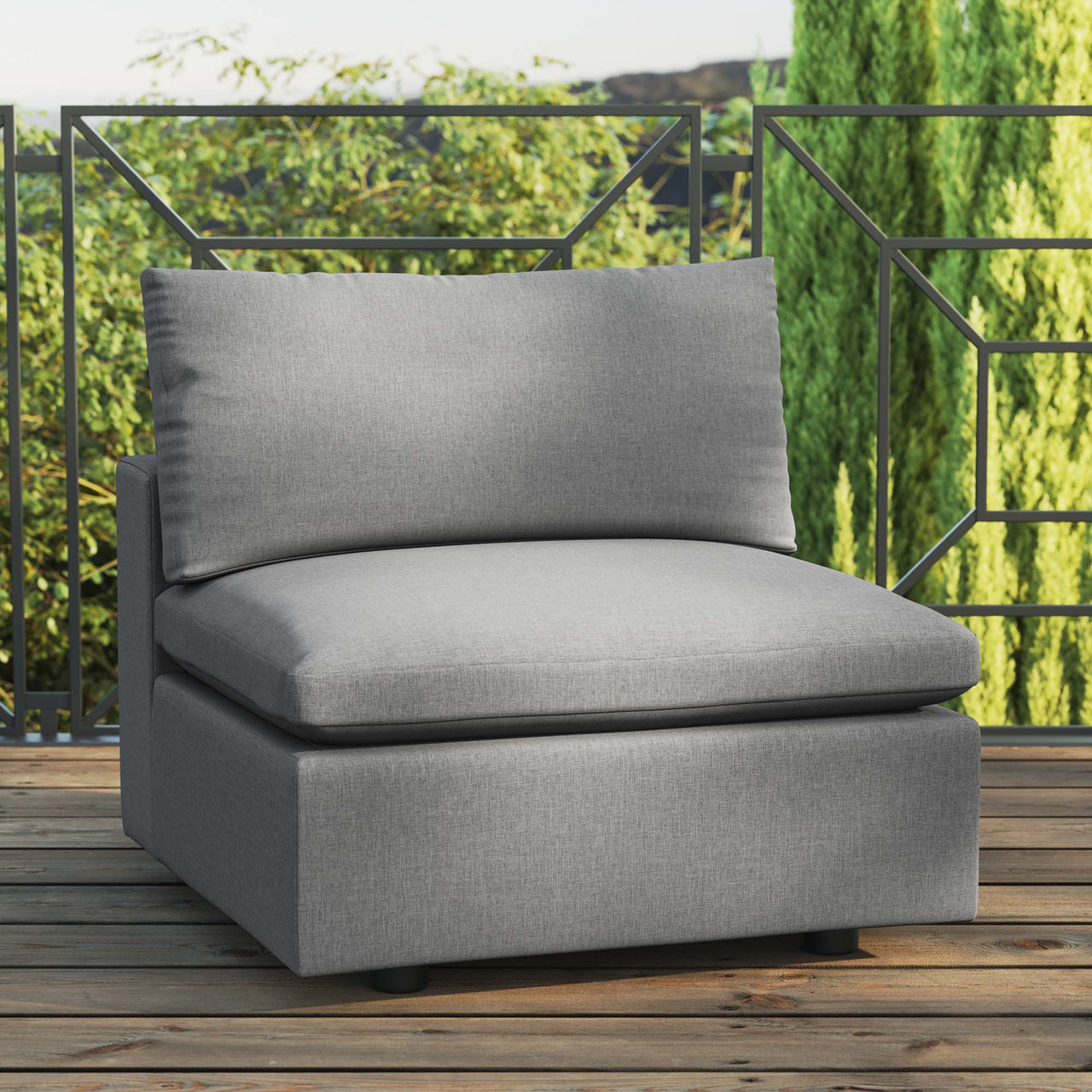 Angelic Alfresco Armless Chair | Outdoor Modular Sectional Component, Charcoal