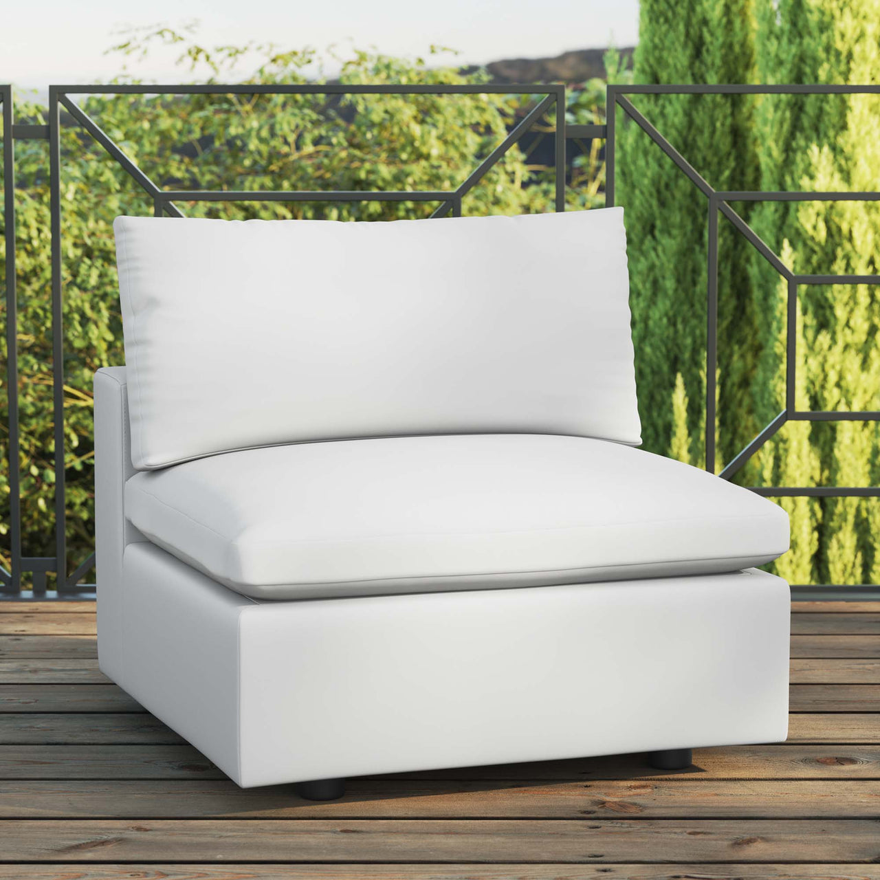 Angelic Alfresco Armless Chair | Outdoor Modular Sectional Component, White