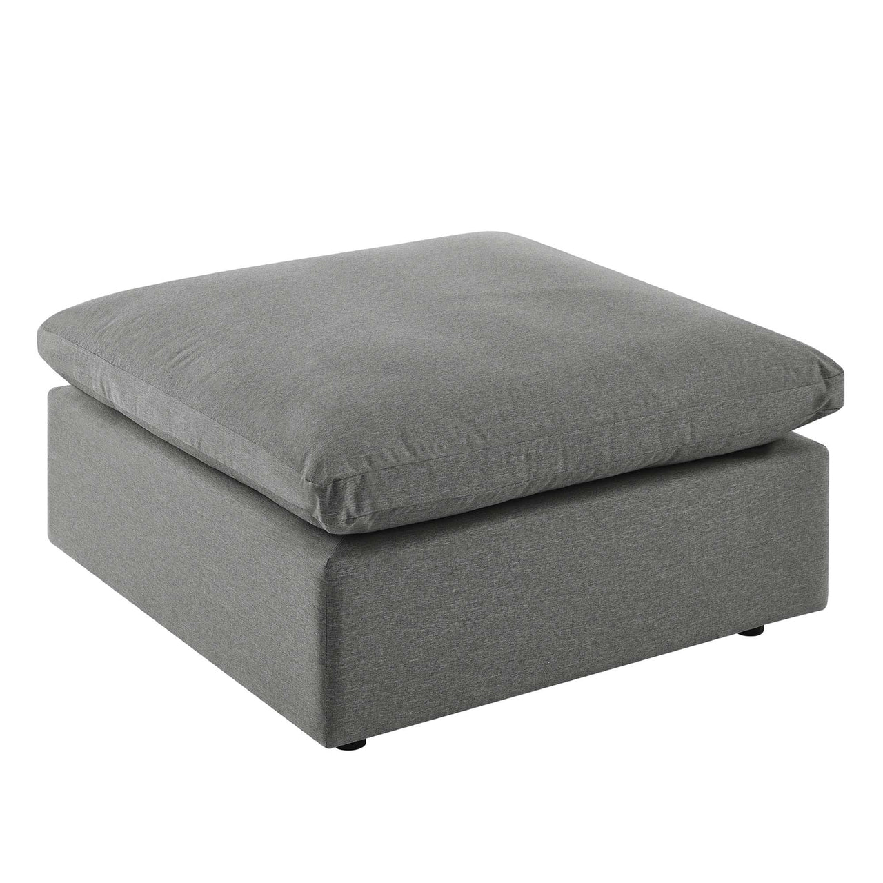 Commix Overstuffed Outdoor Patio Ottoman | Outdoor Modular Sectional Component, Charcoal