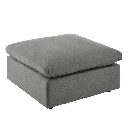 Commix Overstuffed Outdoor Patio Ottoman | Outdoor Modular Sectional Component, Charcoal
