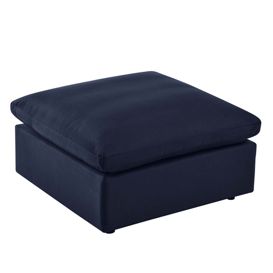 Commix Overstuffed Outdoor Patio Ottoman | Outdoor Modular Sectional Component, Navy