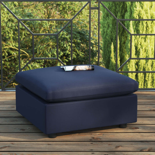 Angelic Alfresco Ottoman | Outdoor Modular Sectional Component, Navy
