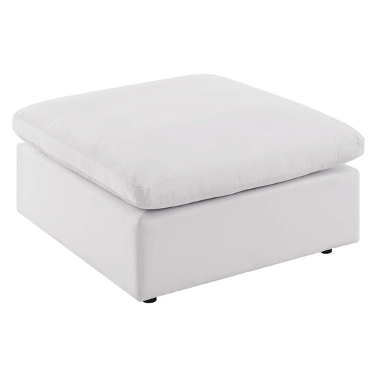 Commix Overstuffed Outdoor Patio Ottoman | Outdoor Modular Sectional Component, White