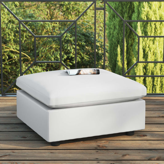 Angelic Alfresco Ottoman | Outdoor Modular Sectional Component, White