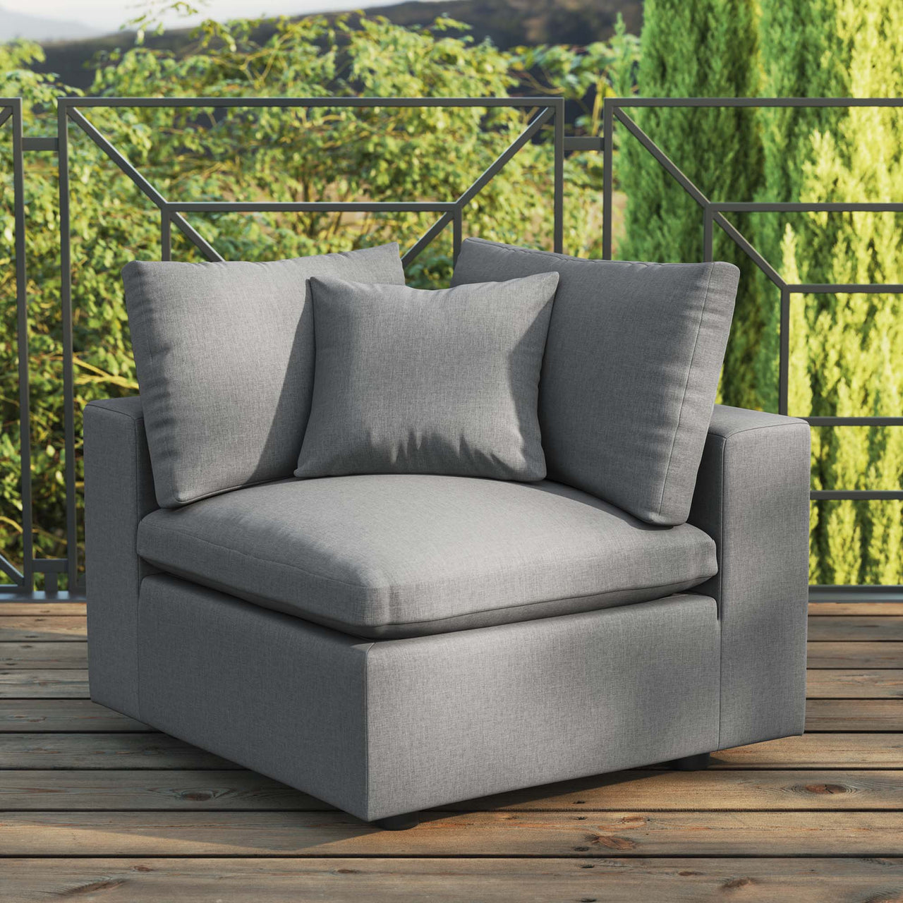 Angelic Alfresco Corner Chair | Outdoor Modular Sectional Component, Charcoal