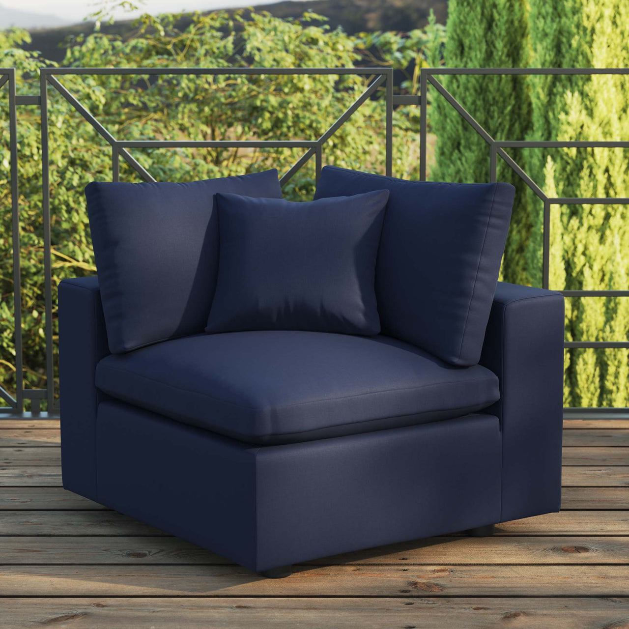 Angelic Alfresco Corner Chair | Outdoor Modular Sectional Component, Navy