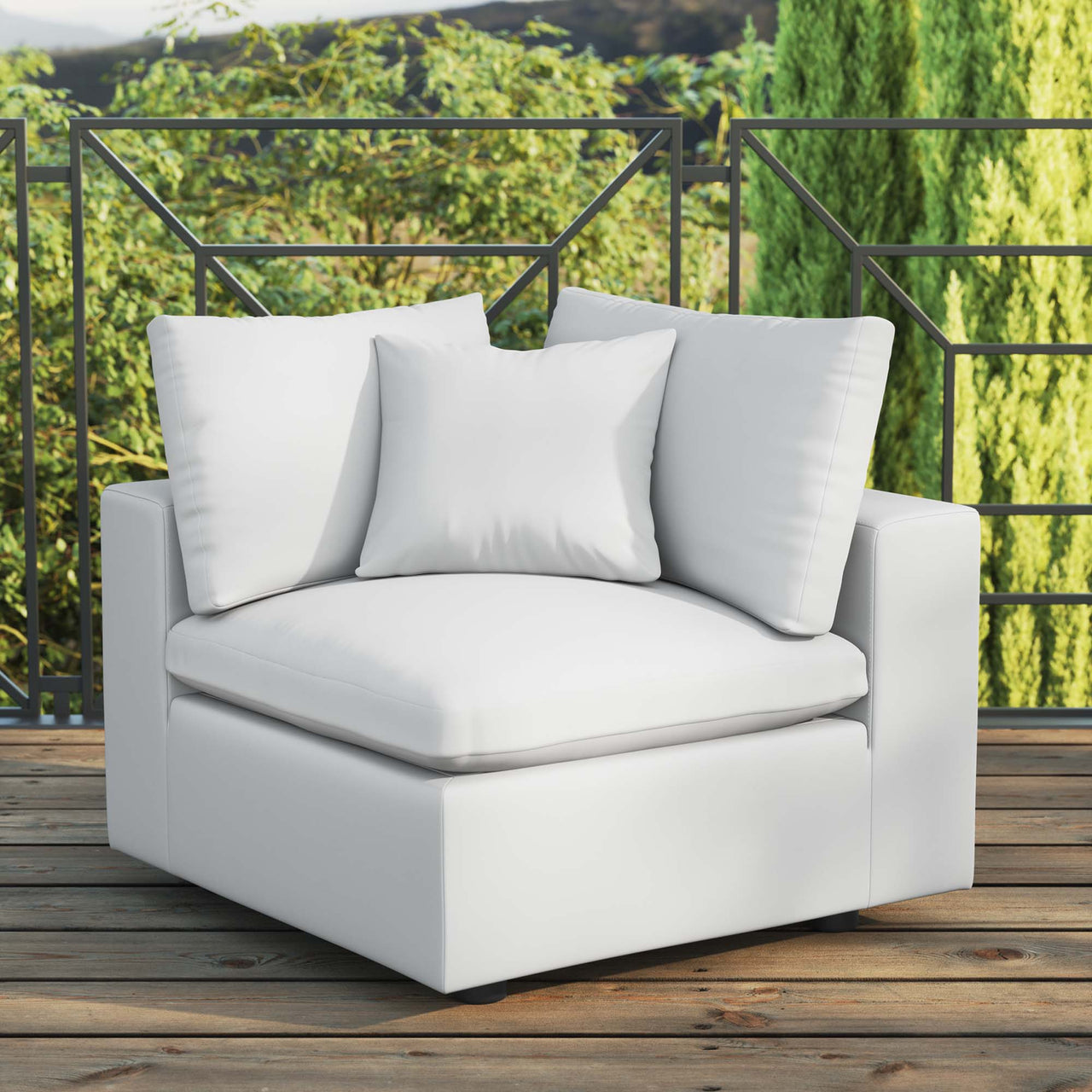 Angelic Alfresco Corner Chair | Outdoor Modular Sectional Component, White