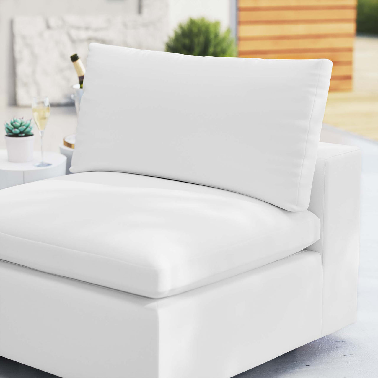 Angelic Sunbrella® Alfresco Armless Chair | Outdoor Modular Sectional Component, White