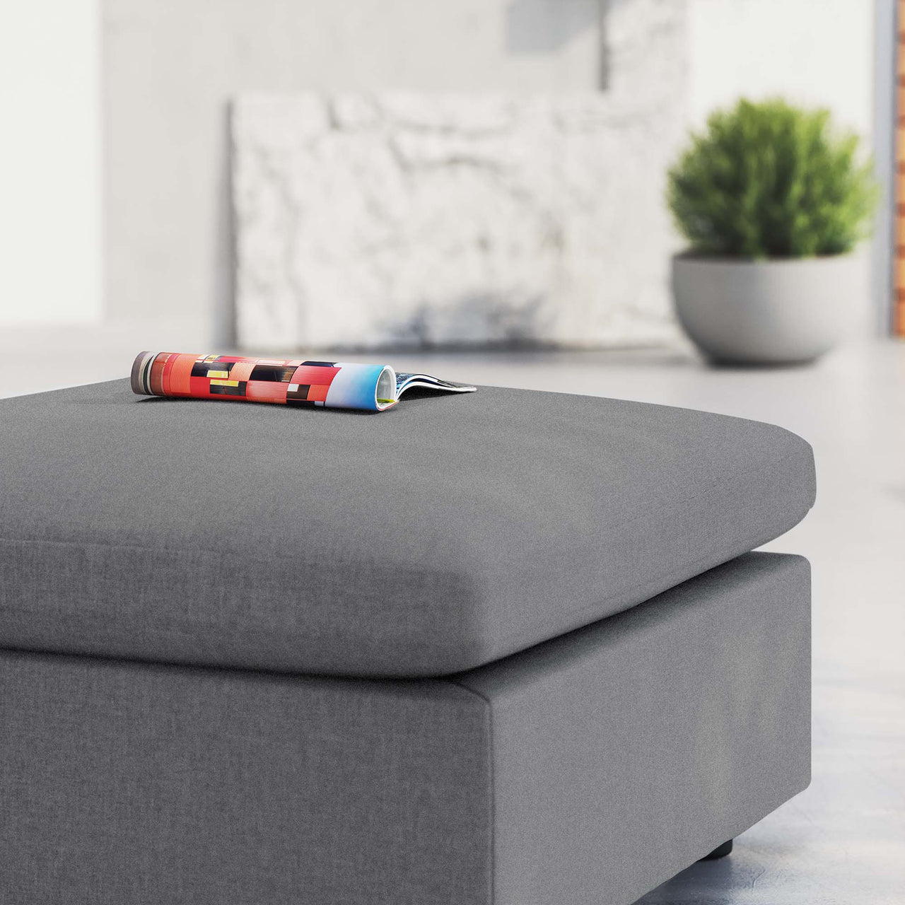 Angelic Sunbrella® Alfresco Ottoman | Outdoor Modular Sectional Component, Gray