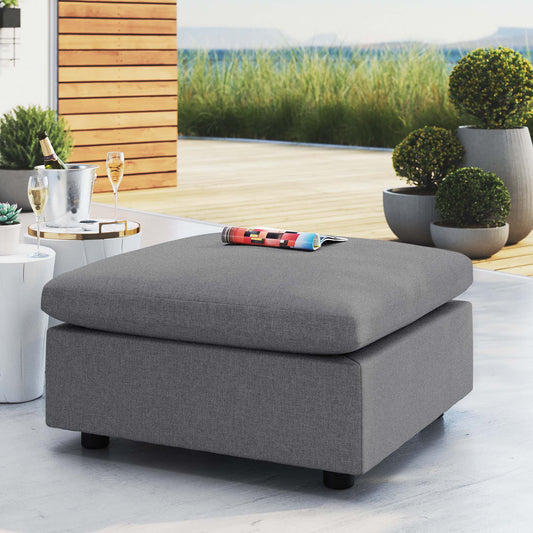 Angelic Sunbrella® Alfresco Ottoman | Outdoor Modular Sectional Component, Gray