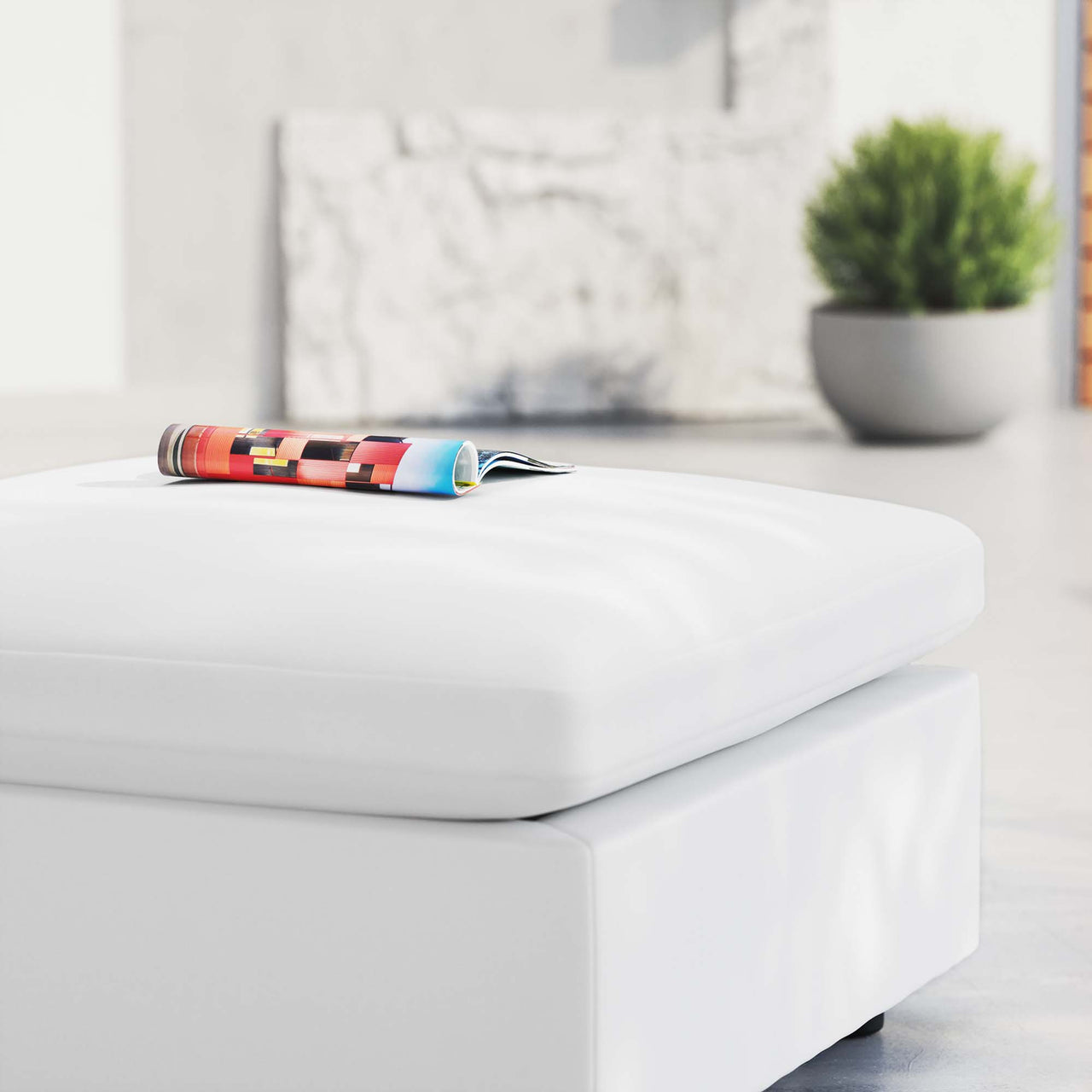 Angelic Sunbrella® Alfresco Ottoman | Outdoor Modular Sectional Component, White