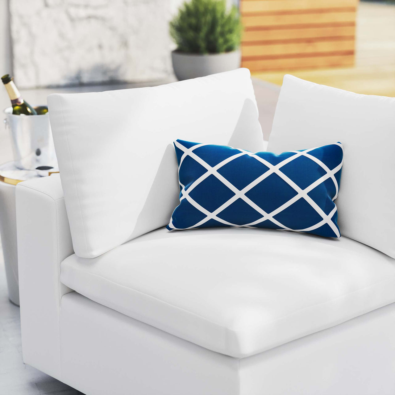 Angelic Sunbrella® Alfresco Corner Chair | Outdoor Modular Sectional Component, White