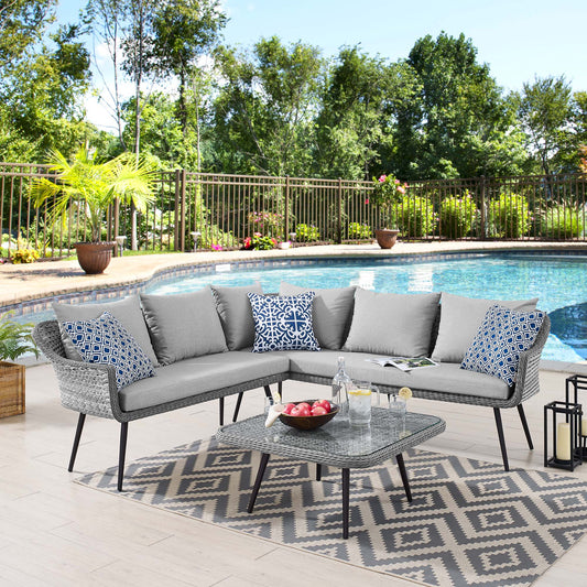 Stratus Alfresco Woven Wicker Rattan Lounge Set, Gray