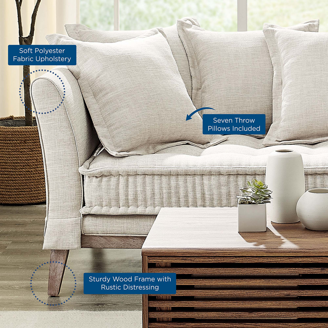 Reese Fabric Sofa, Beige