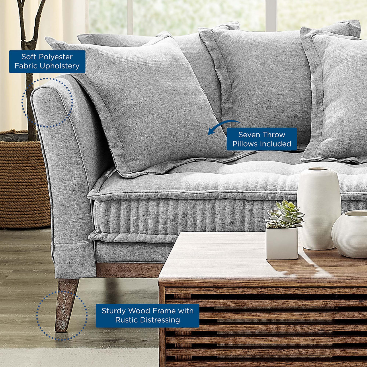 Reese Fabric Sofa, Light Gray