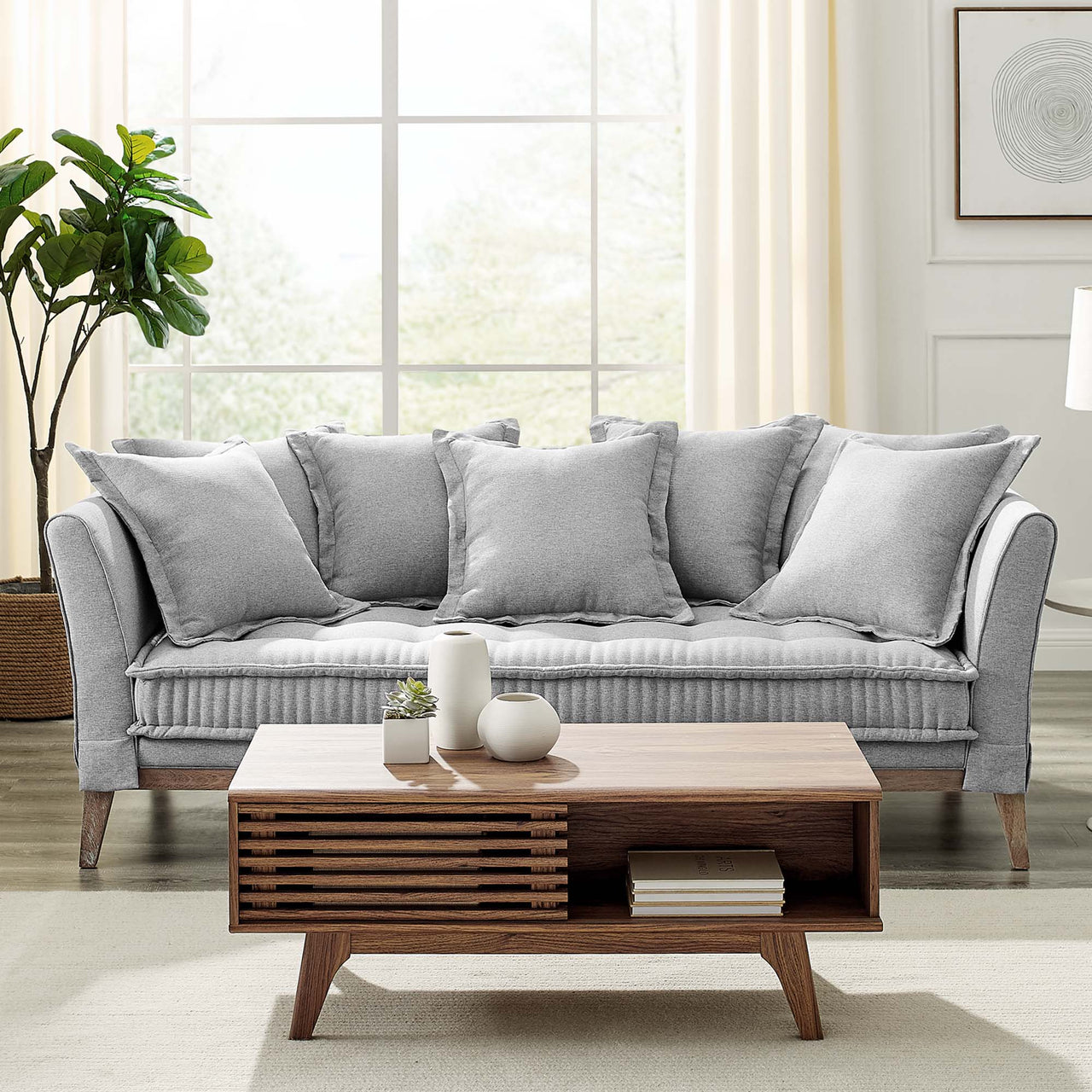 Reese Fabric Sofa, Light Gray