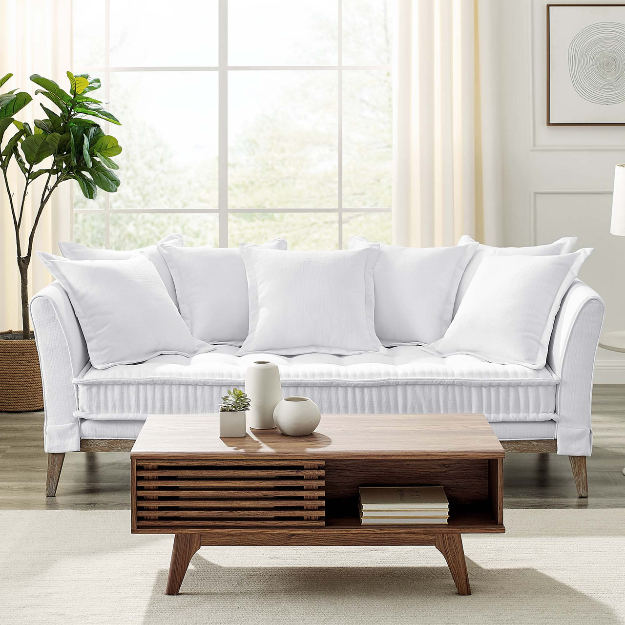 Reese Fabric Sofa, White