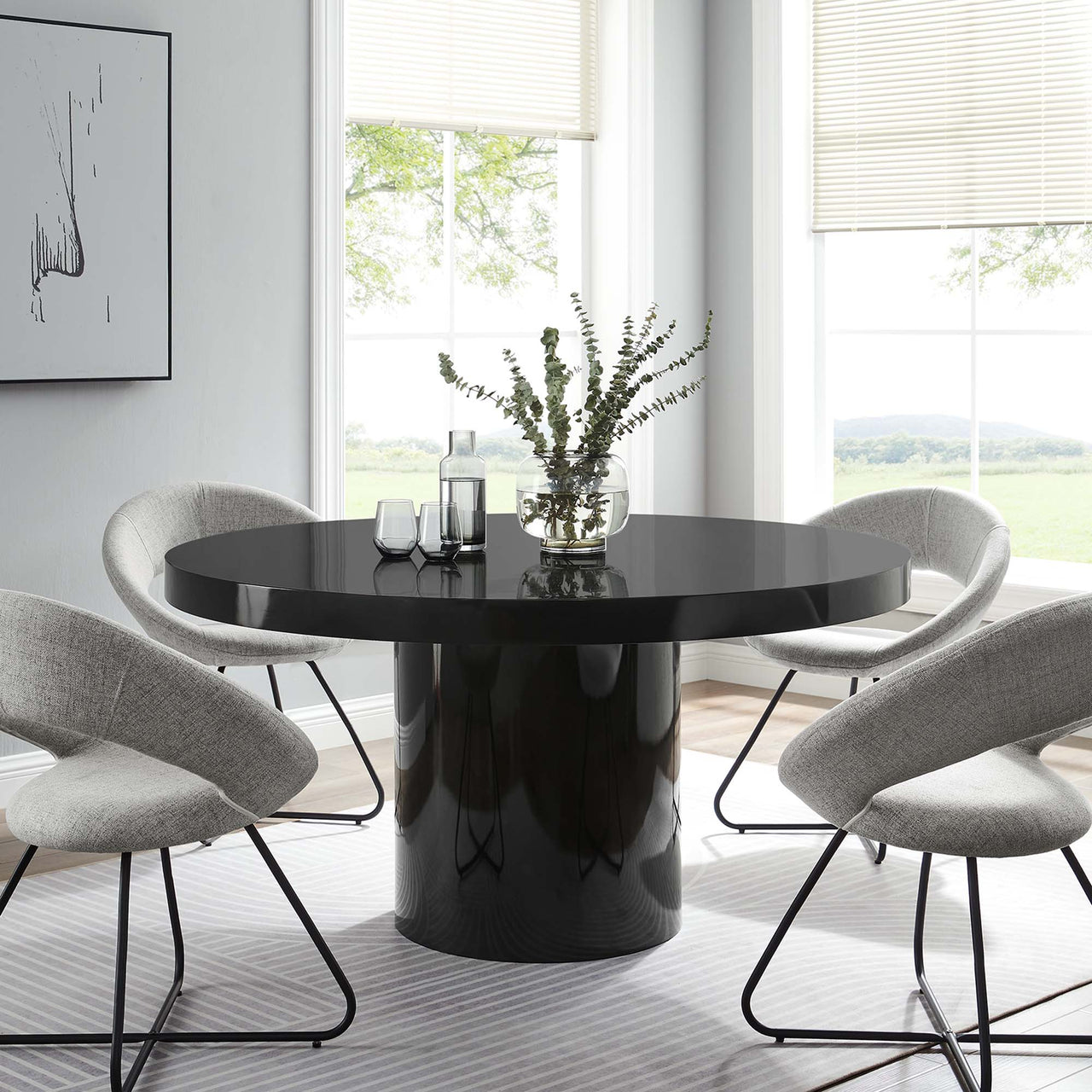 Orrin Round Dining Table, Black