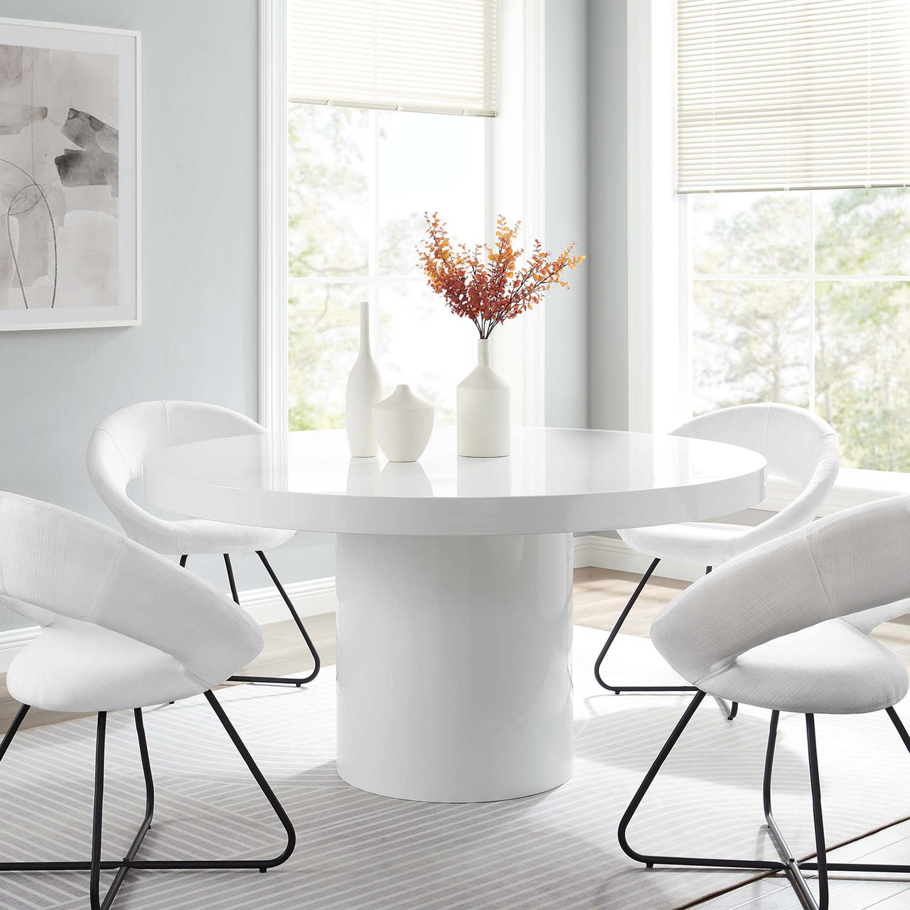 Orrin Round Dining Table, White