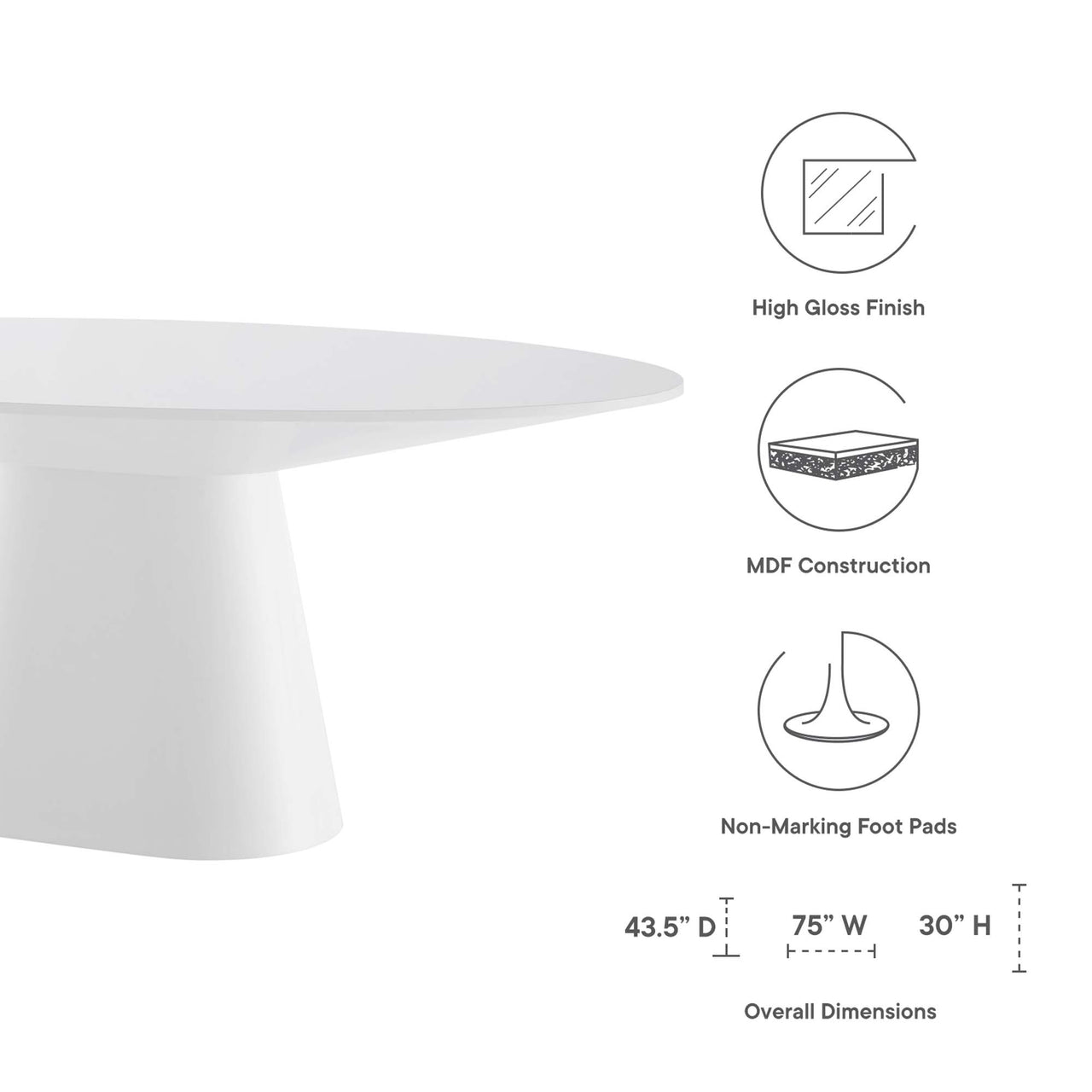 Oblique Oval Dining Table, White