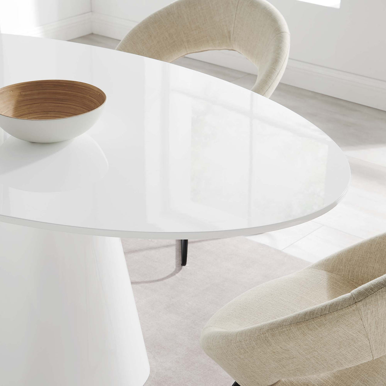 Oblique Oval Dining Table, White