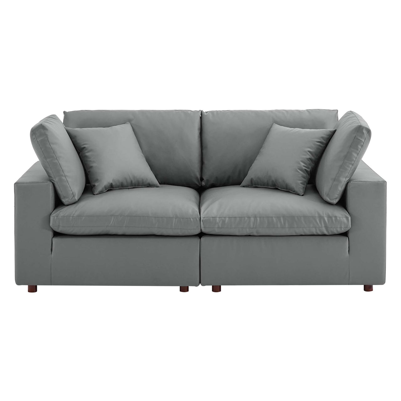 Angelic Cloudblend Eco-Leather Loveseat Sectional, Gray