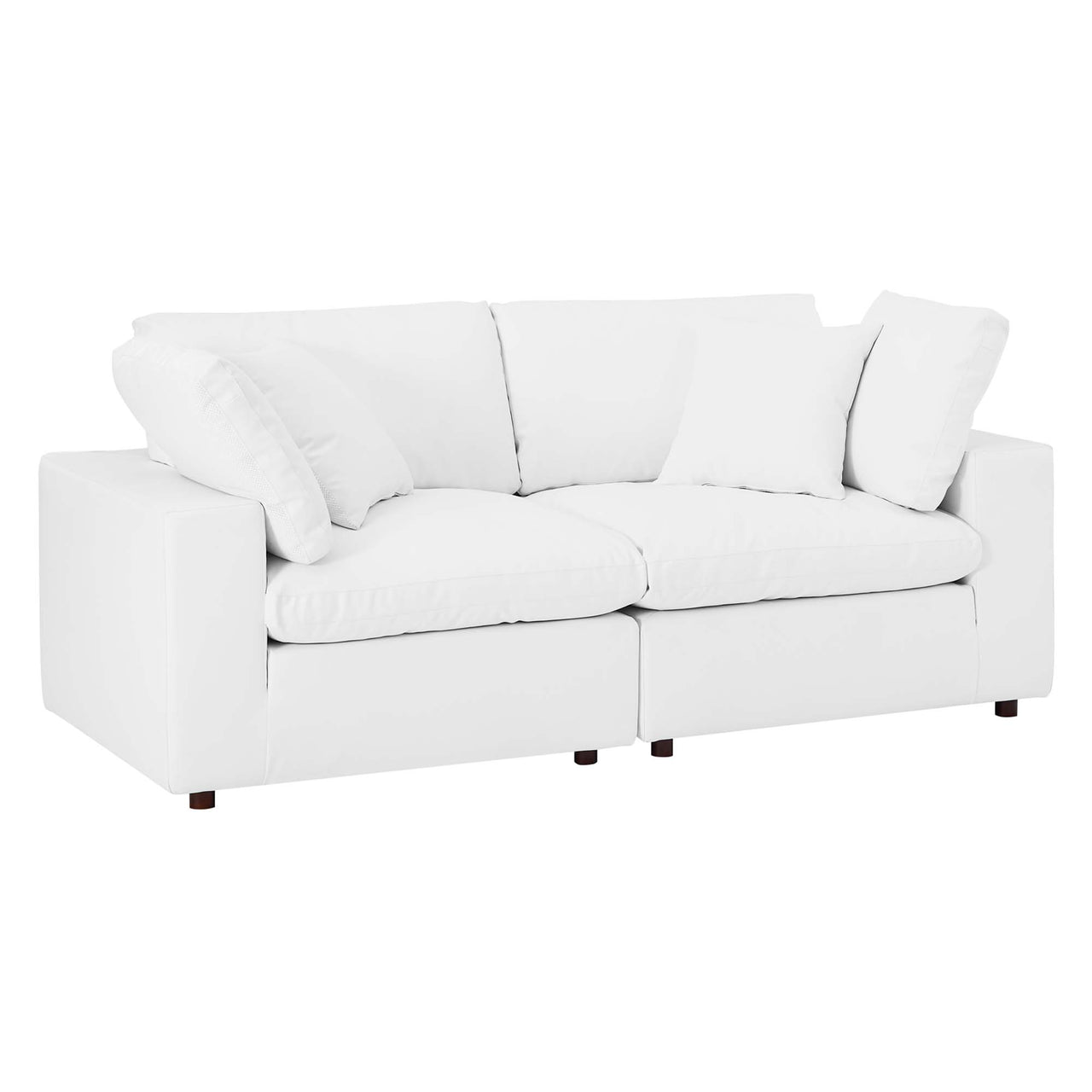 Angelic Cloudblend Eco-Leather Loveseat Sectional, White