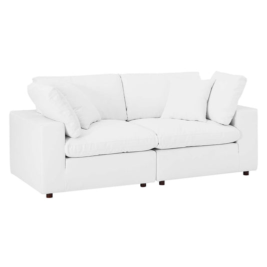 Angelic Cloudblend Eco-Leather Loveseat Sectional, White