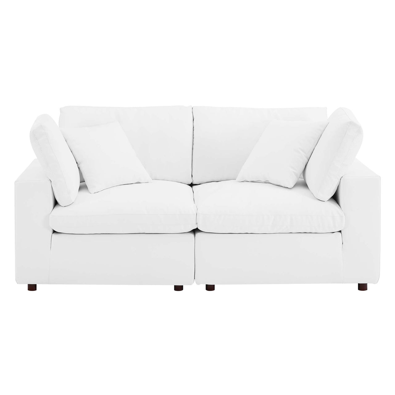 Angelic Cloudblend Eco-Leather Loveseat Sectional, White
