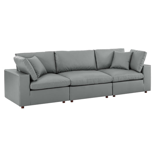 Angelic Cloudblend Eco-Leather 3-Seater Sofa Sectional, Gray