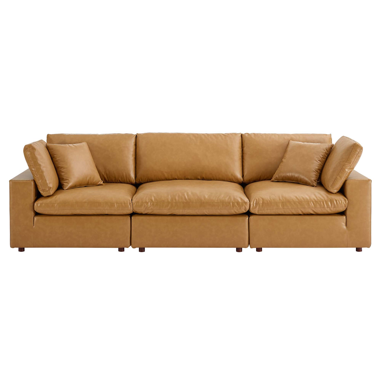 Angelic Cloudblend Eco-Leather 3-Seater Sofa Sectional, Tan
