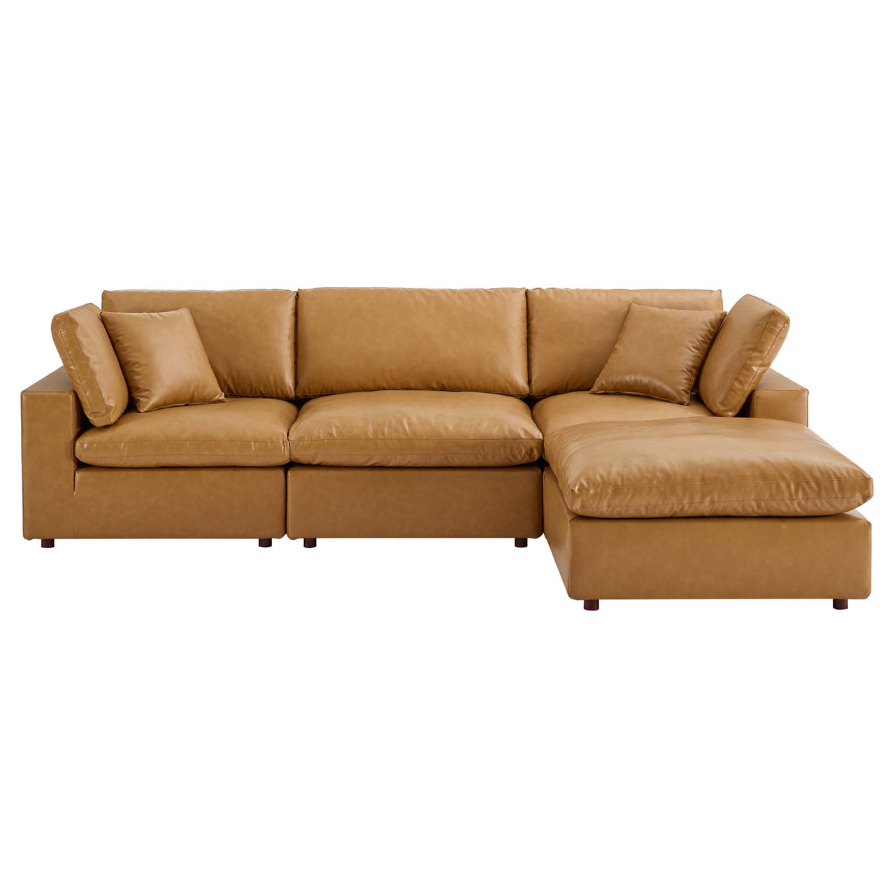 Angelic 4-Piece Cloudblend Eco-Leather Sectional, Tan