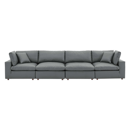 Angelic Cloudblend Eco-Leather 4-Seater Sofa Sectional, Gray