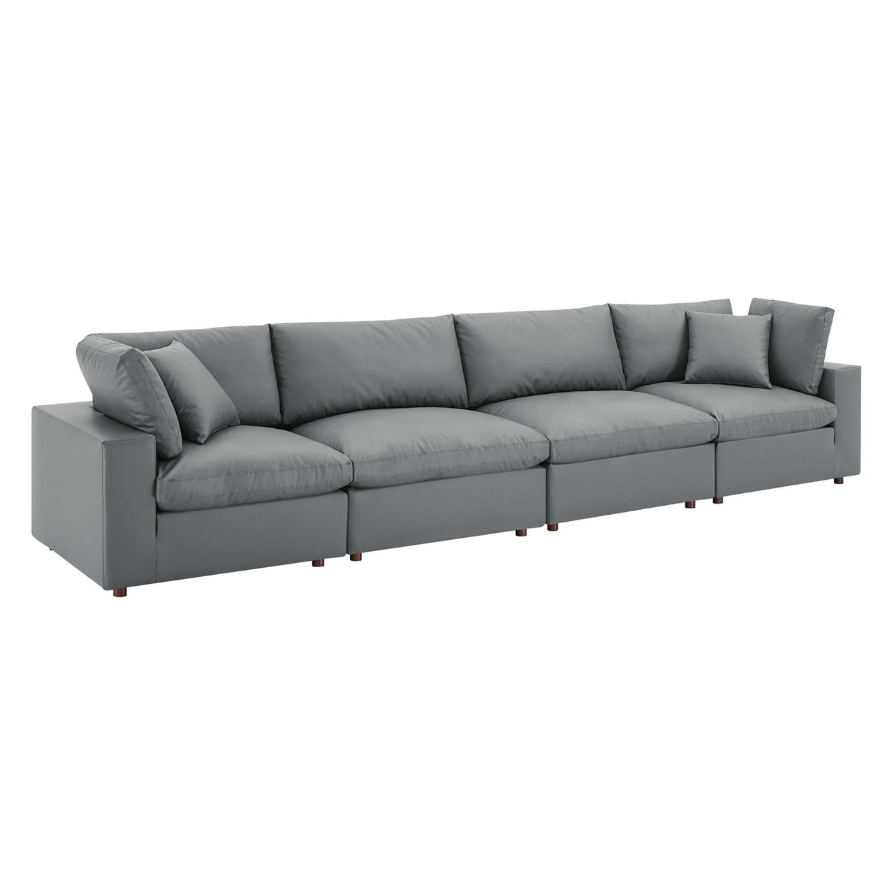 Angelic Cloudblend Eco-Leather 4-Seater Sofa Sectional, Gray