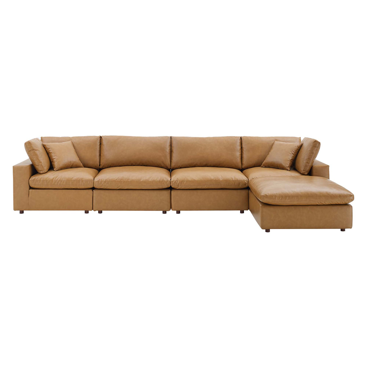 Angelic 5-Piece Cloudblend Eco-Leather Sectional, Tan