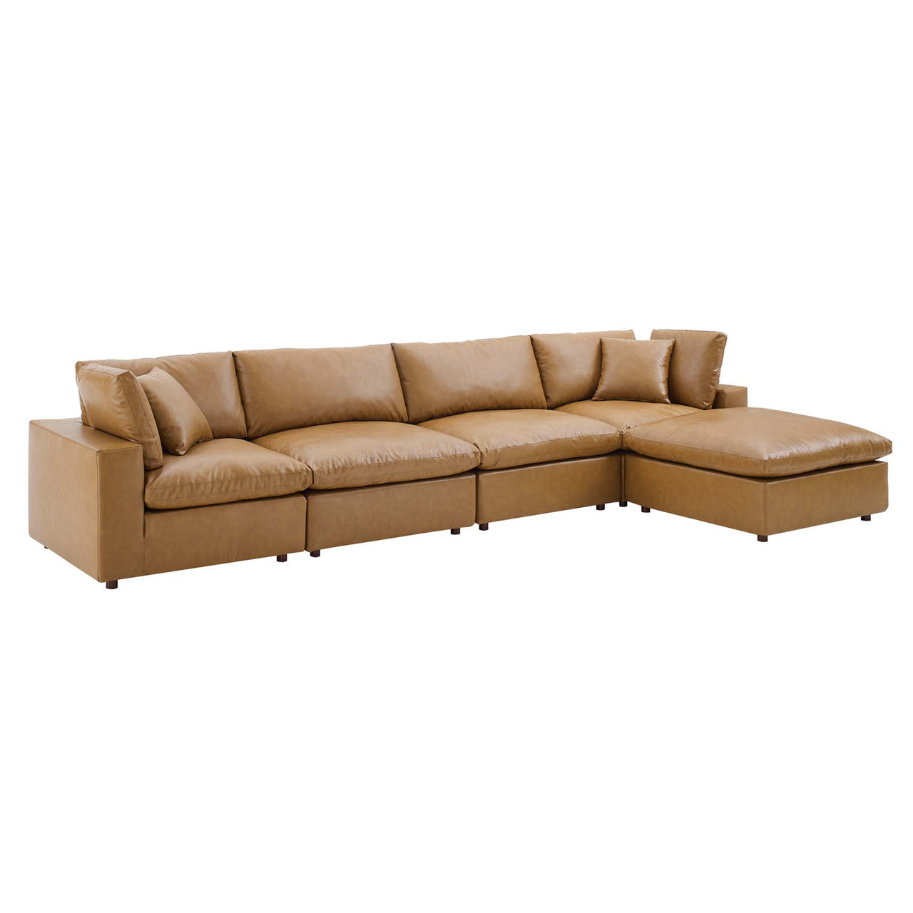 Angelic 5-Piece Cloudblend Eco-Leather Sectional, Tan